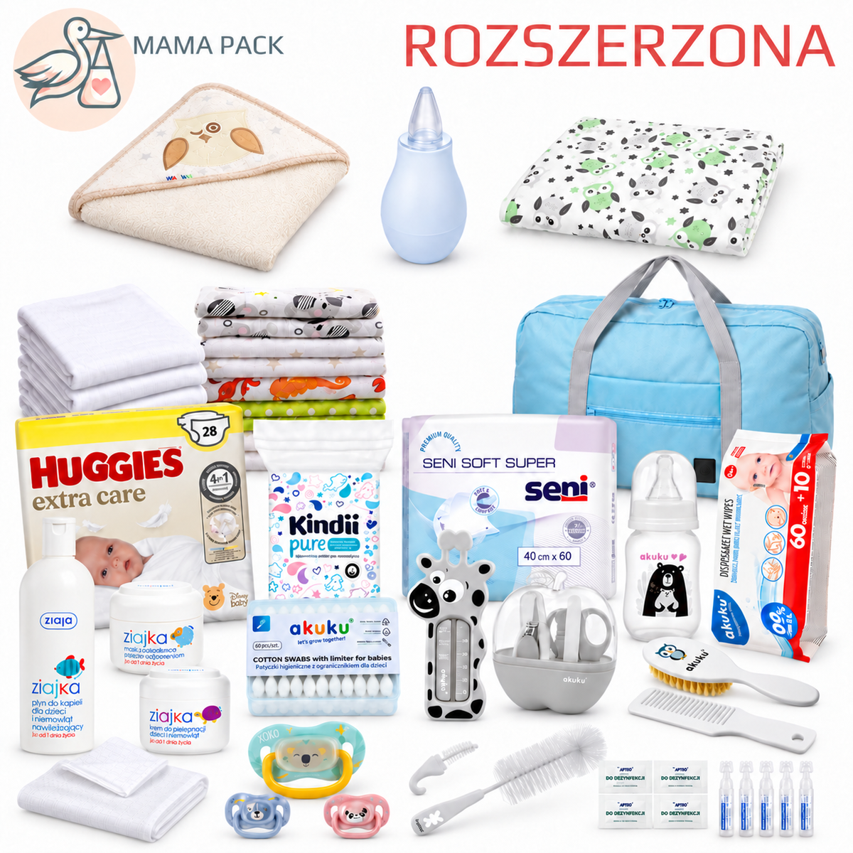 Torba do szpitala dla noworodka - gotowa wyprawka ROZSZERZONA