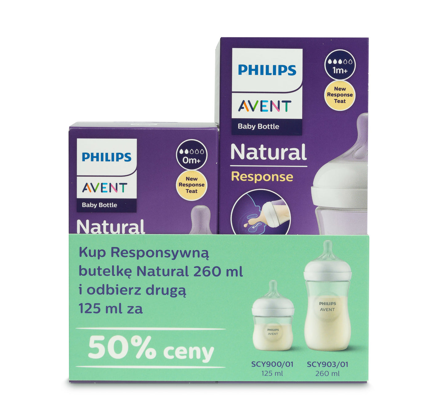 AVENT SCY903/01 + SCY900/01 - Zestaw butelek Natural Response 260 ml + 125 ml