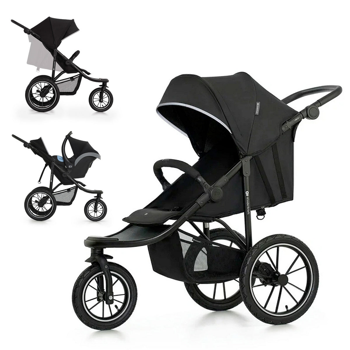 KINDERKRAFT - Wózek spacerowy HELSI 2 Black