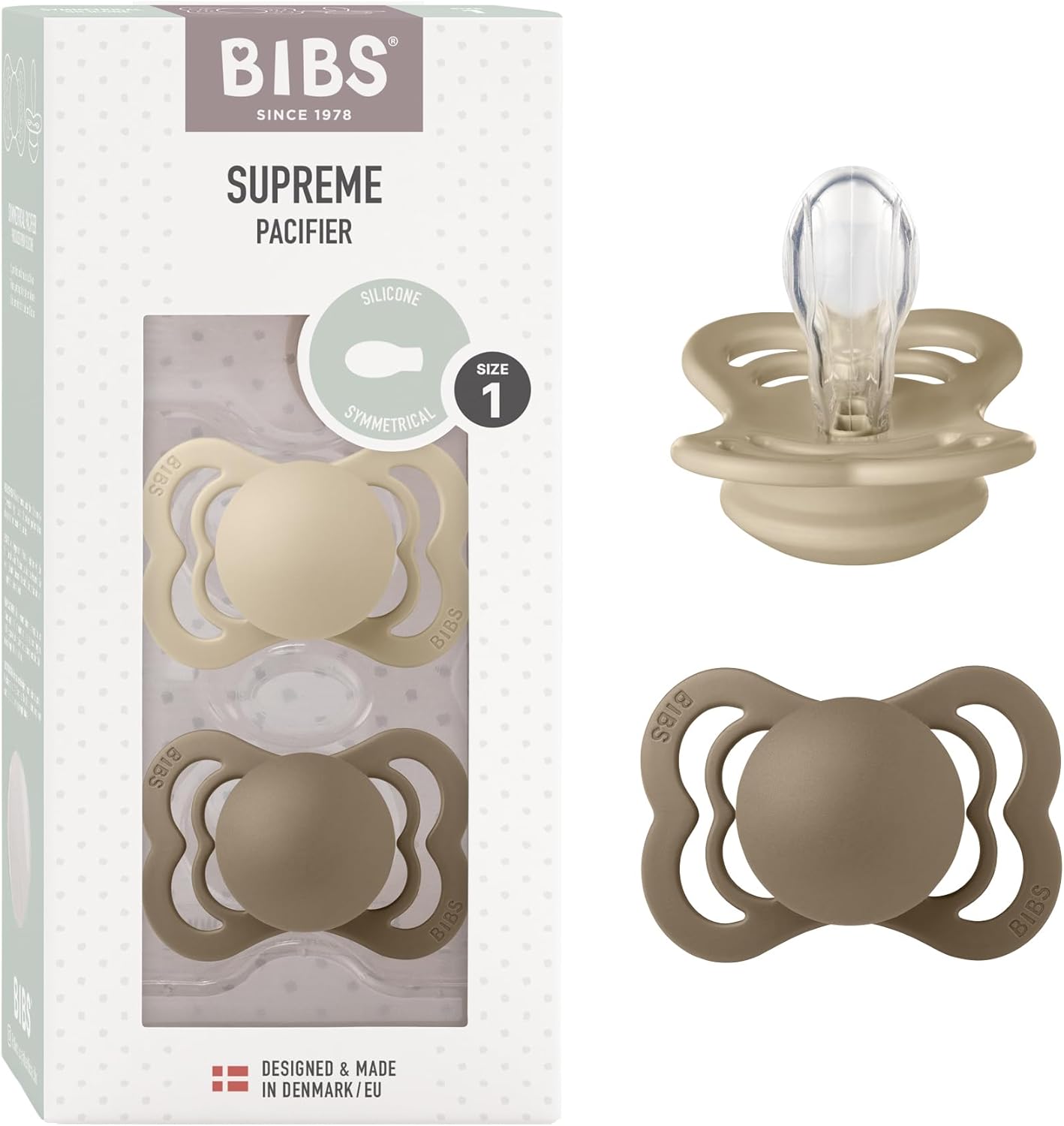 BIBS Supreme - Smoczki - ( 2 szt.) - Symetryczne - Vanilla/Dark Oak