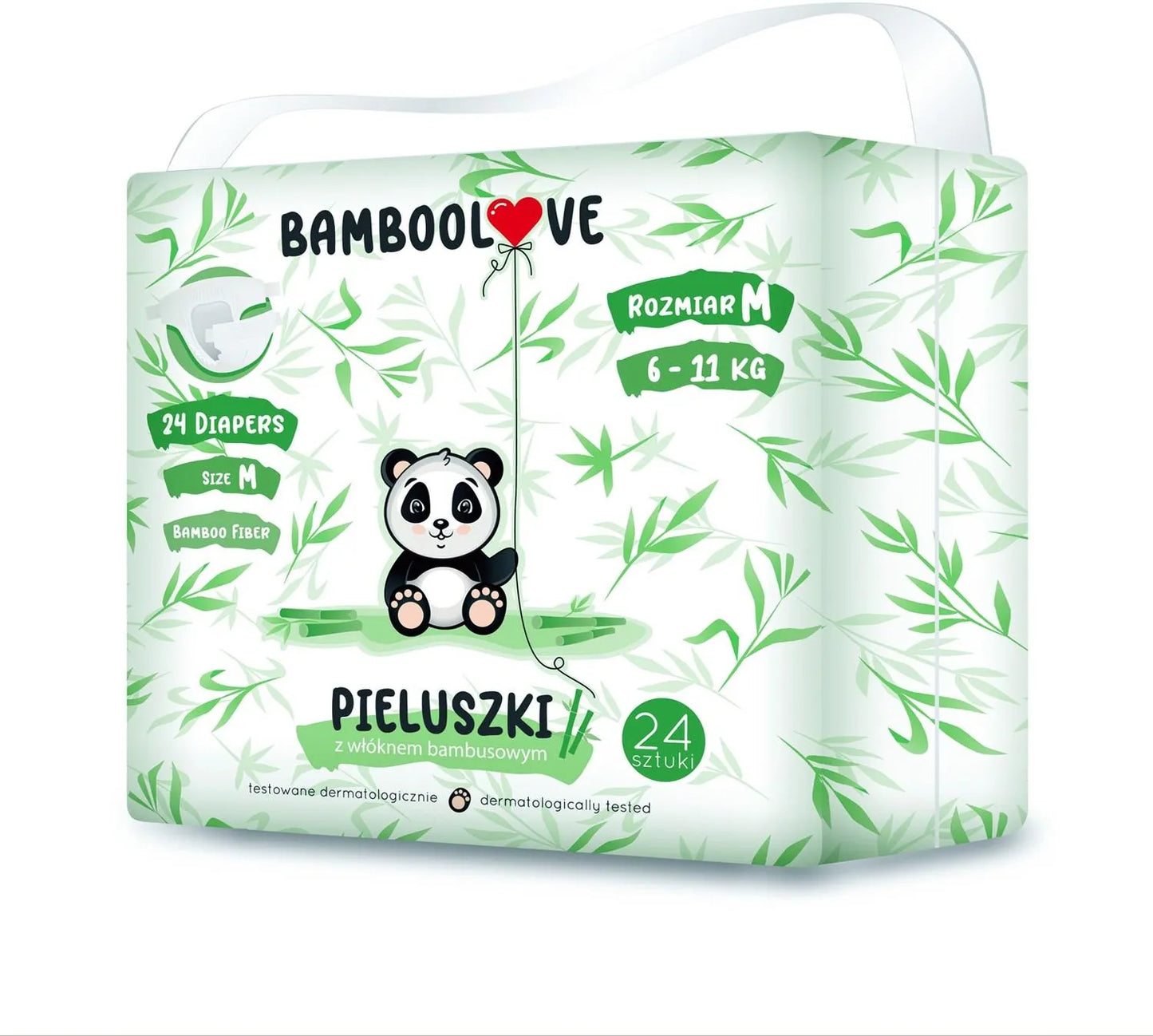 BAMBOOLOVE - PIELUSZKI JEDNORAZOWE - Rozmiar M - (24 szt.) - (6-11kg)