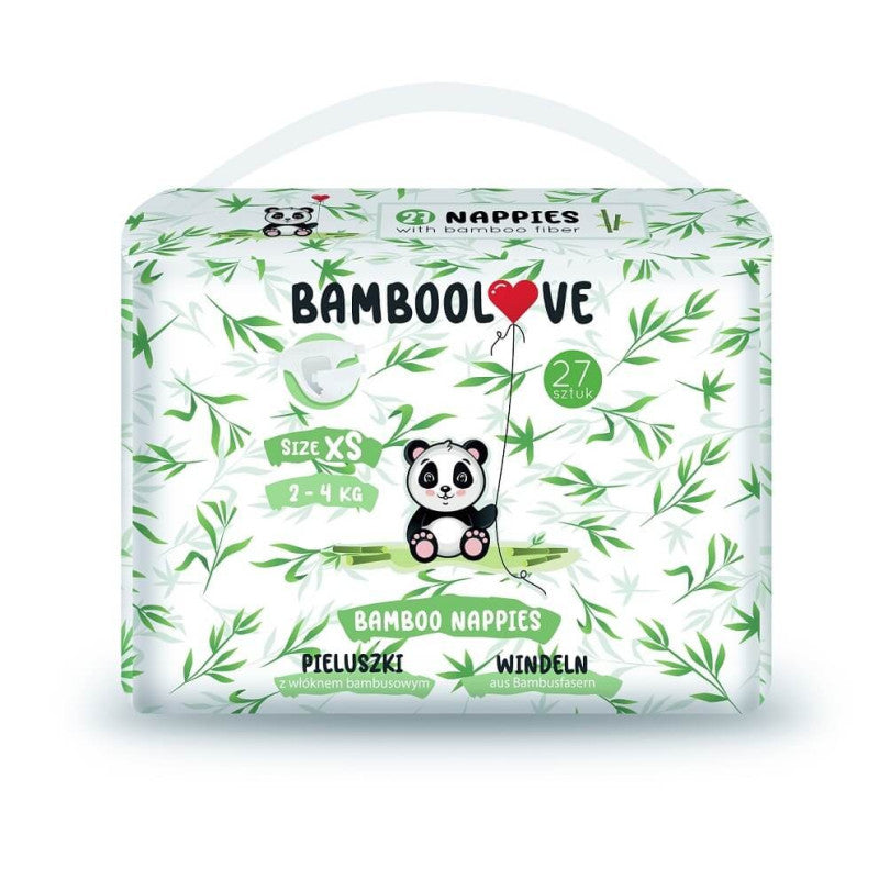 BAMBOOLOVE - PIELUSZKI JEDNORAZOWE - Rozmiar XS - (27szt) - (2-4kg)