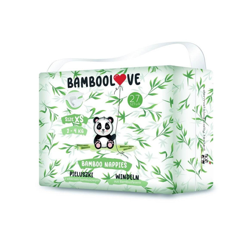 BAMBOOLOVE - PIELUSZKI JEDNORAZOWE - Rozmiar XS - (27szt) - (2-4kg)