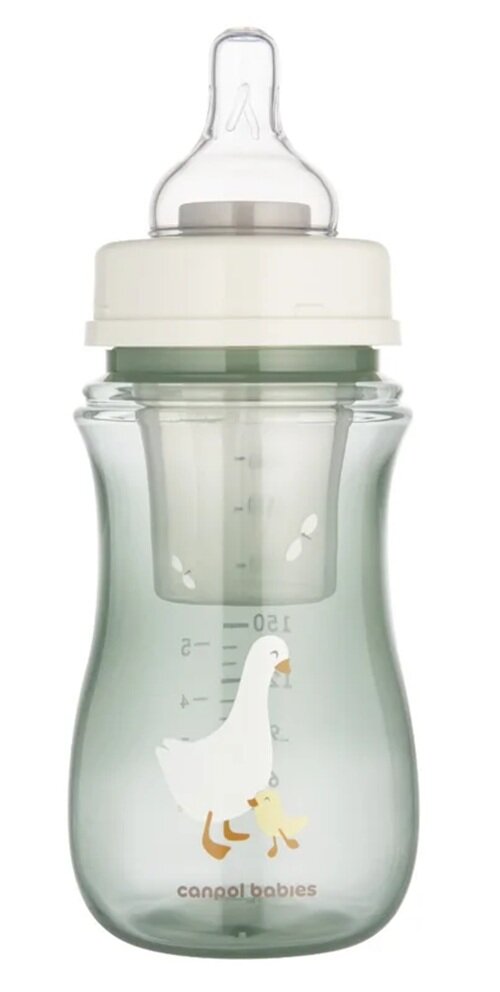 CANPOL 35/245 - Butelka antykolkowa + pojemnik na mleko - (240 ml) - Goose - 3m+