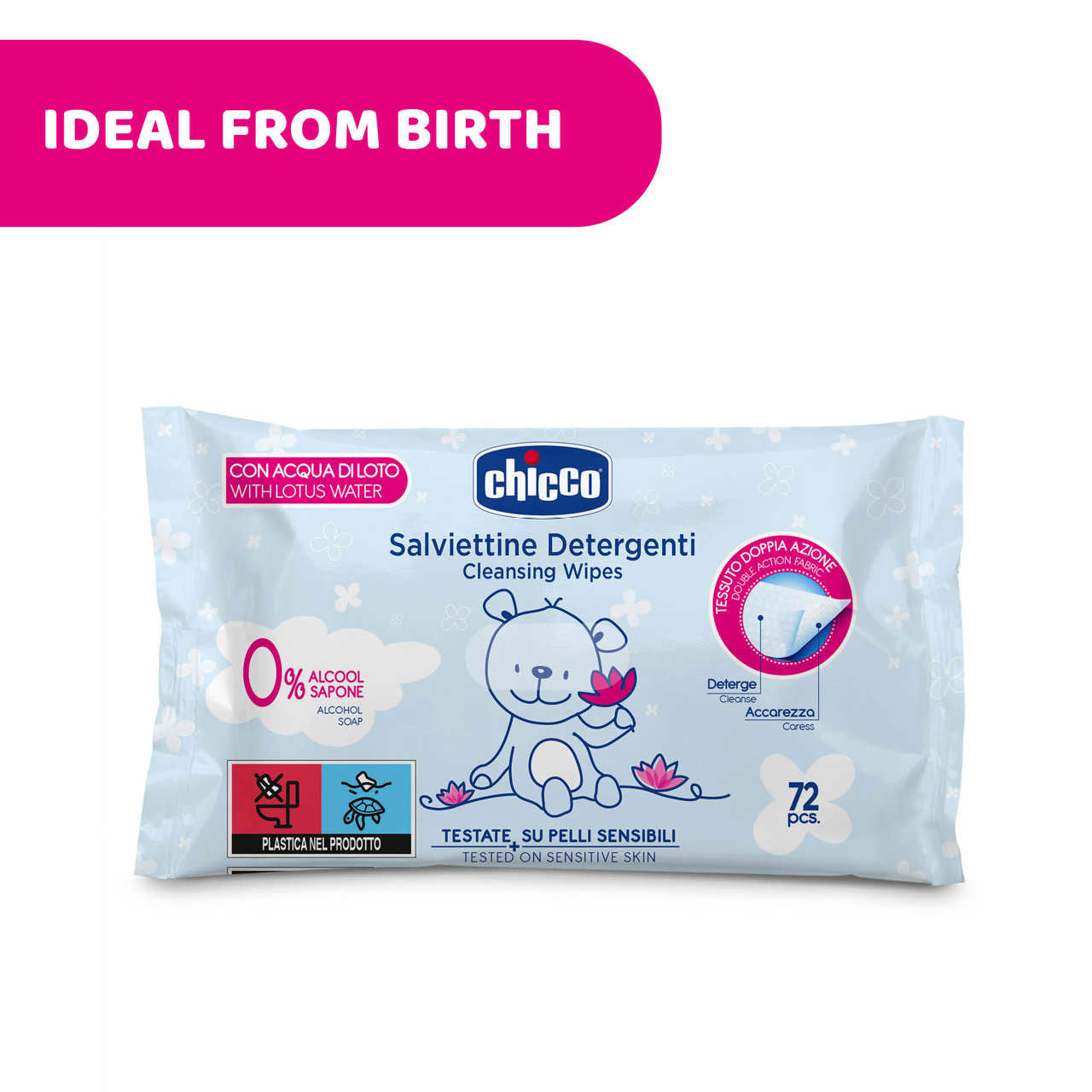 CHICCO - Chusteczki Pielęgnacyjne - (72szt) 0m+