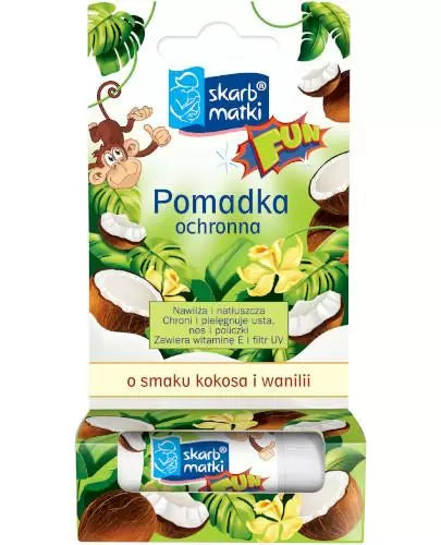 SKARB MATKI - Pomadka Ochronna - dla dzieci o smaku kokosa i wanilii - 6,5g