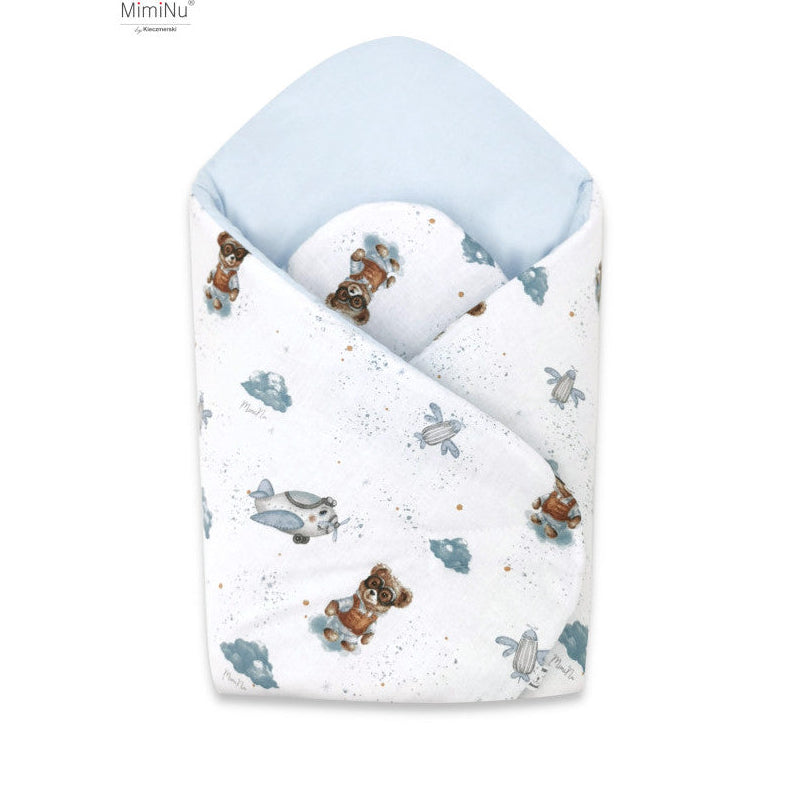 Rożek niemowlęcy - standard 75x75 cm -(MIMINU DESIGN Misie błękit) - bawełna 100%