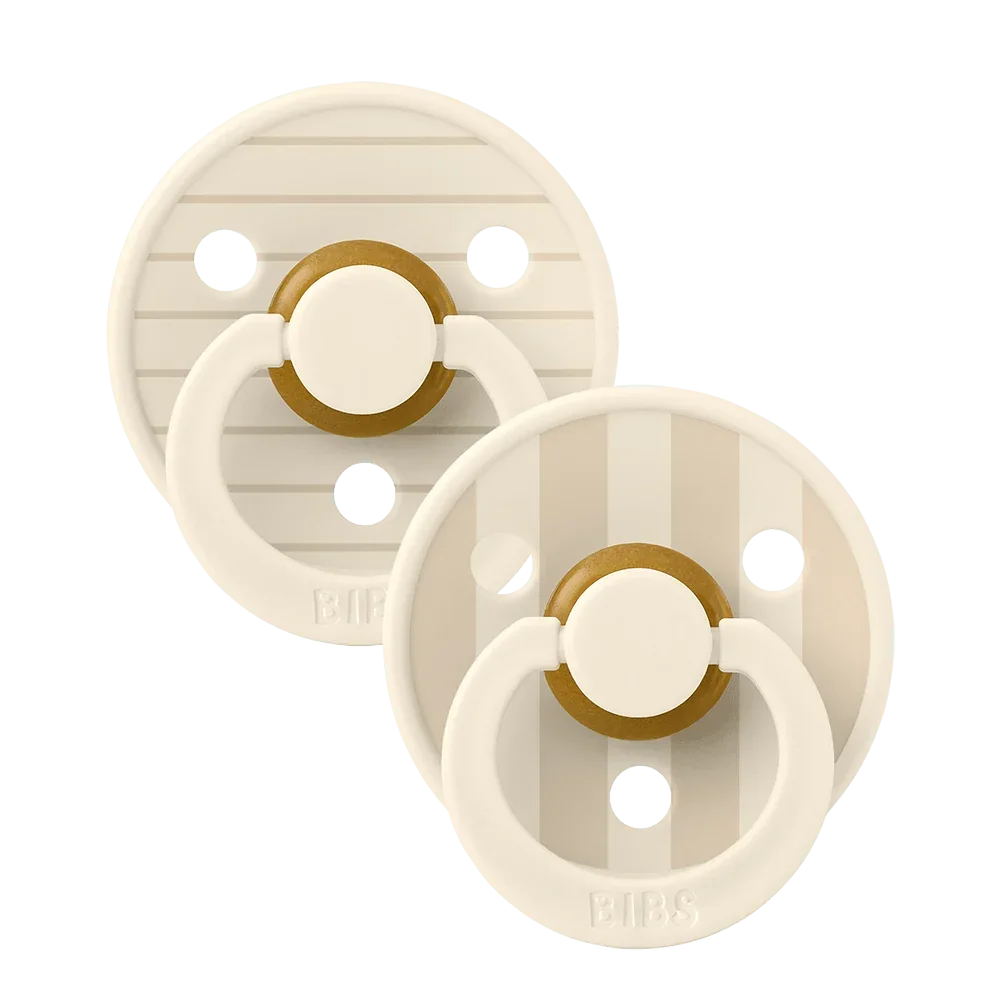 BIBS Studio Colour Pin - Smoczki kauczukowe Ivory/Vanilla, rozmiar 1, 2 szt.