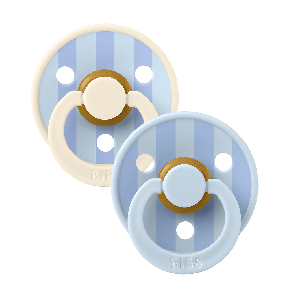BIBS STUDIO - Smoczek uspokajający - Okrągły - (2-pak) - latex - baby blue / dusty blue