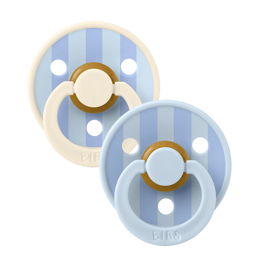 BIBS STUDIO - Smoczek uspokajający - Okrągły - (2-pak) - latex - baby blue / dusty blue