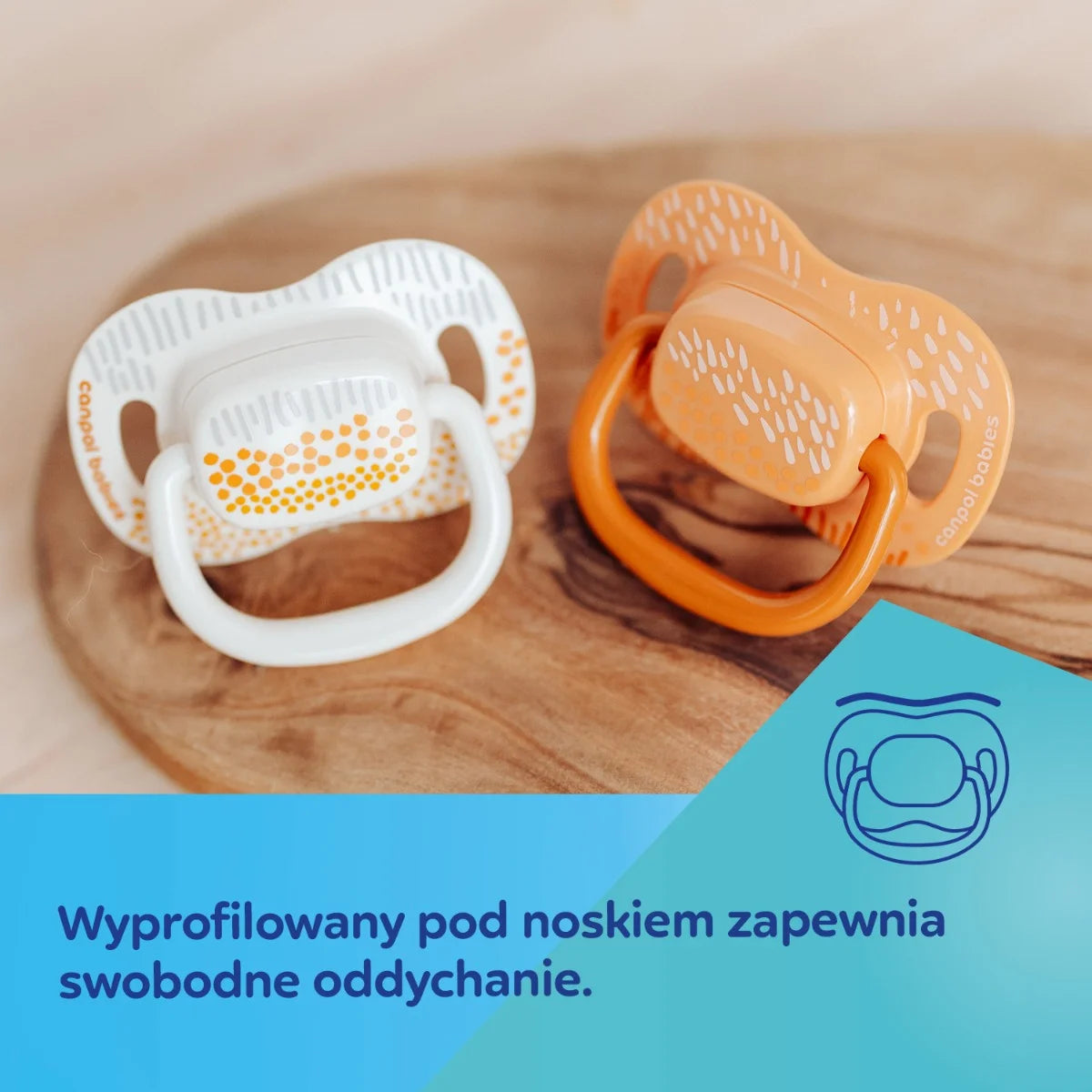 CANPOL 34/930(1) - SMOCZEK  - silikon orthodontic - SYMETRYCZNY - ( 0-6m / 6-18m) - MOUNTAINS żółte- 2 szt.
