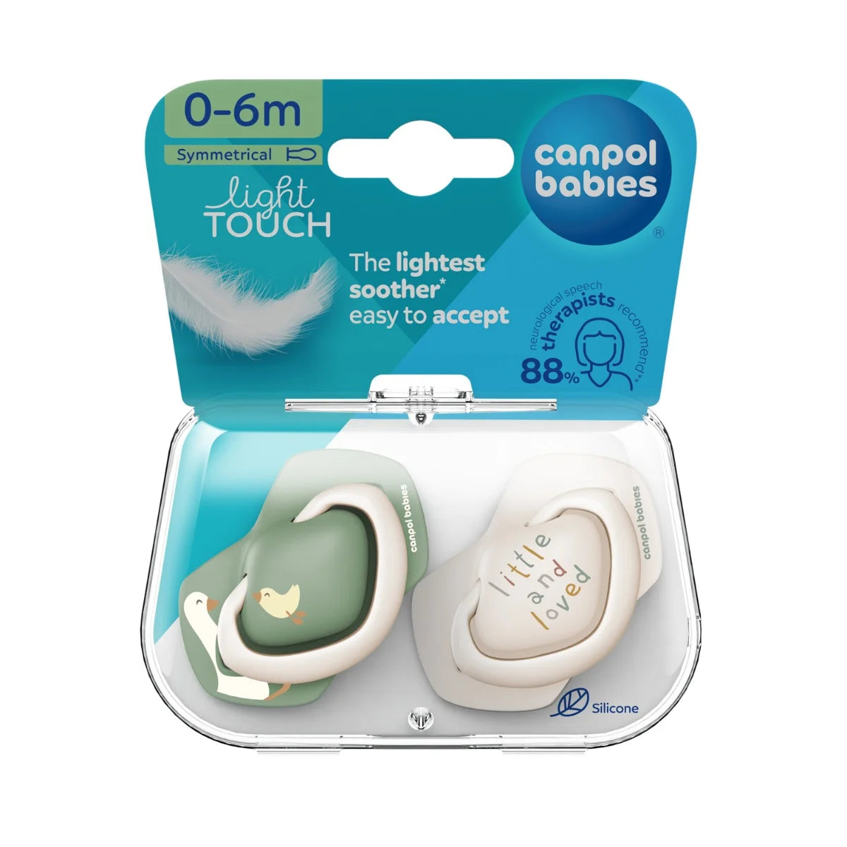 CANPOL 22/667(8) - SMOCZEK  - silikon orthodontic - SYMETRYCZNY -( 0-6m / 6-18m) - GOOSE - 2 szt.