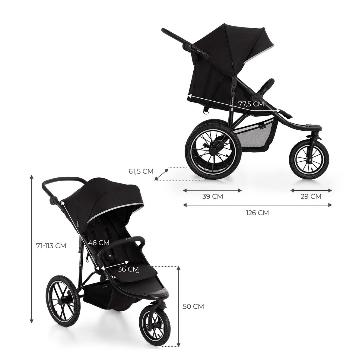 KINDERKRAFT - Wózek spacerowy HELSI 2 Black
