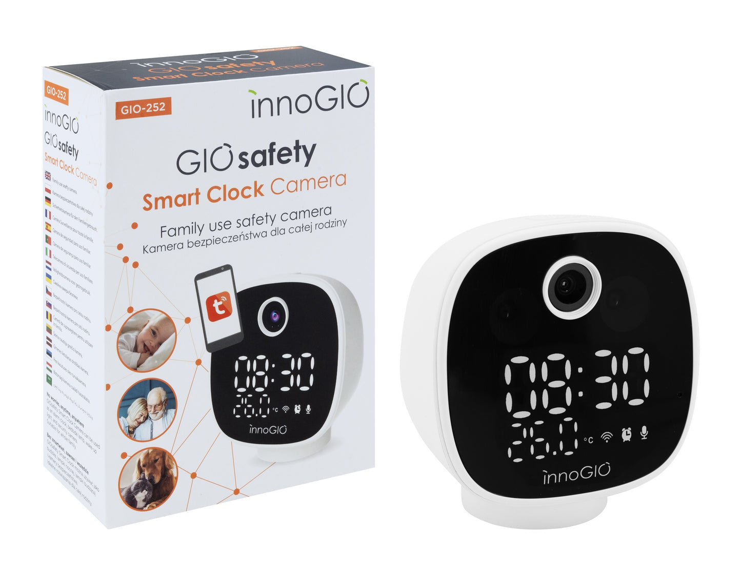 INNOGIO GIO-252 - Kamera Wi-Fi elektroniczna niania GIOsafety Smart Clock