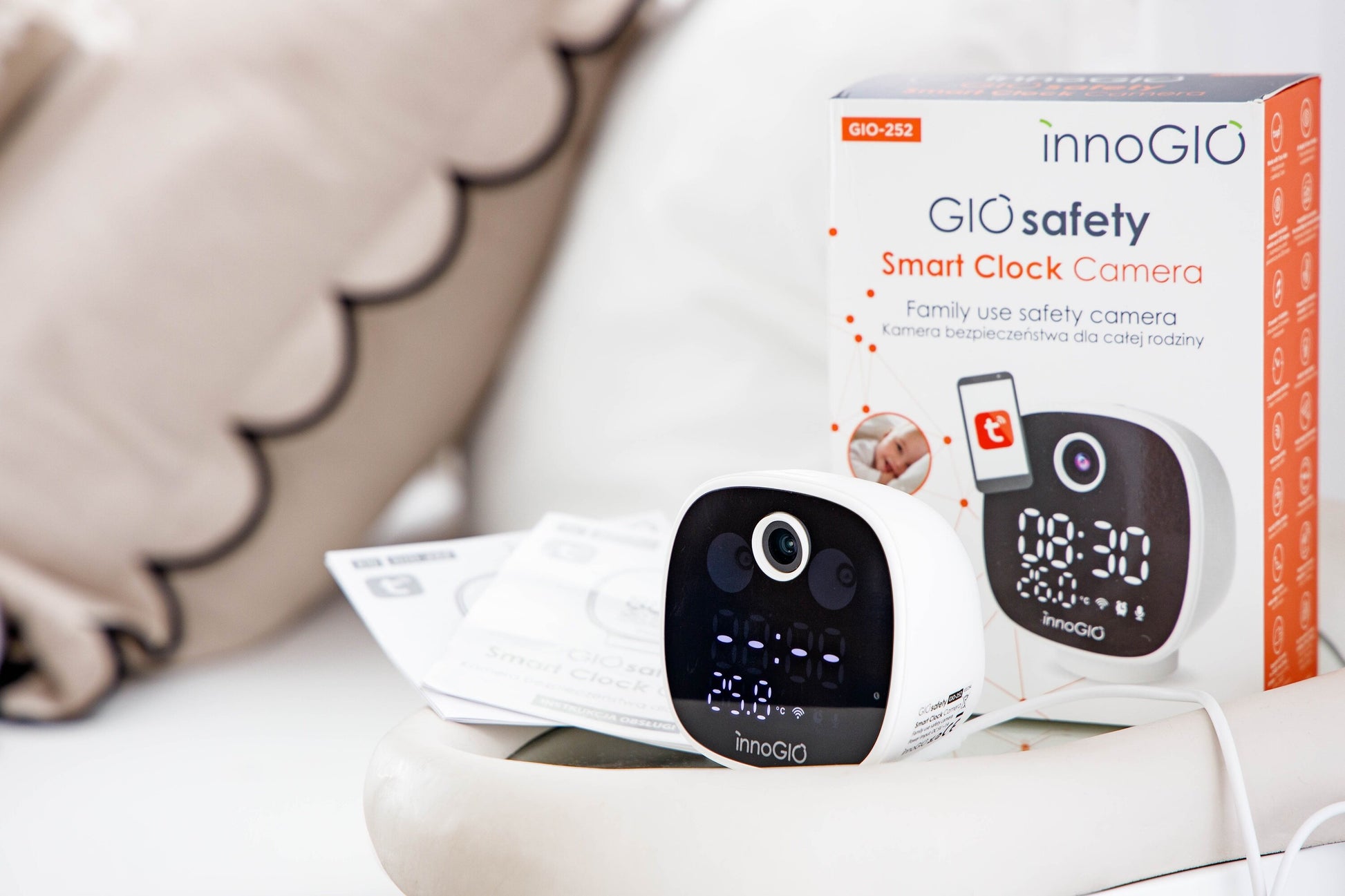 INNOGIO GIO-252 - Kamera Wi-Fi elektroniczna niania GIOsafety Smart Clock