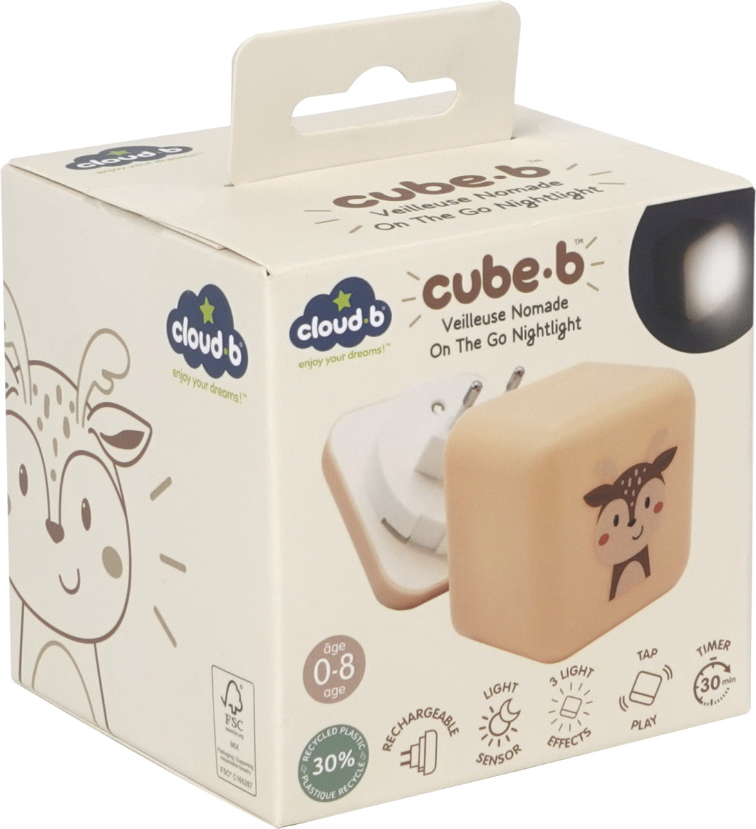 CLOUD B CLTT-1200 - Lampka nocna CUBE