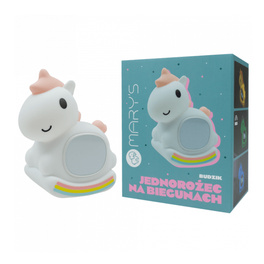 MARY'S MW61638 - Lampka nocna z budzikiem Jednorożec na biegunach