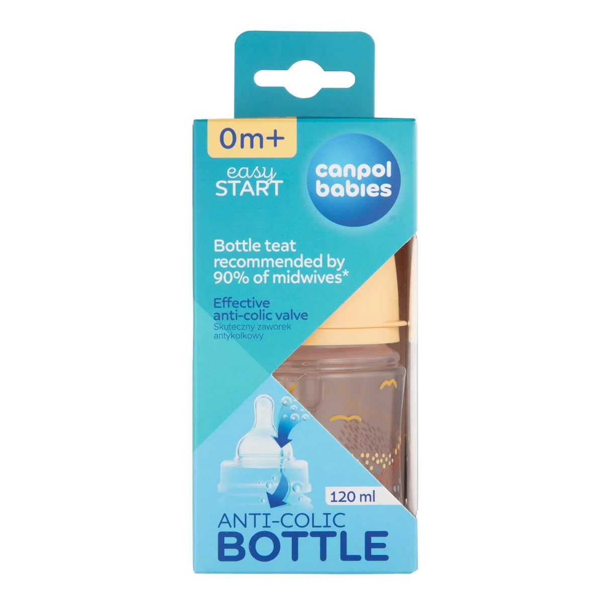 CANPOL 35/242(3) - BUTELKA antykolkowa - EasyStart MOUNTAINS BEIGE - (120ml / 240ml)