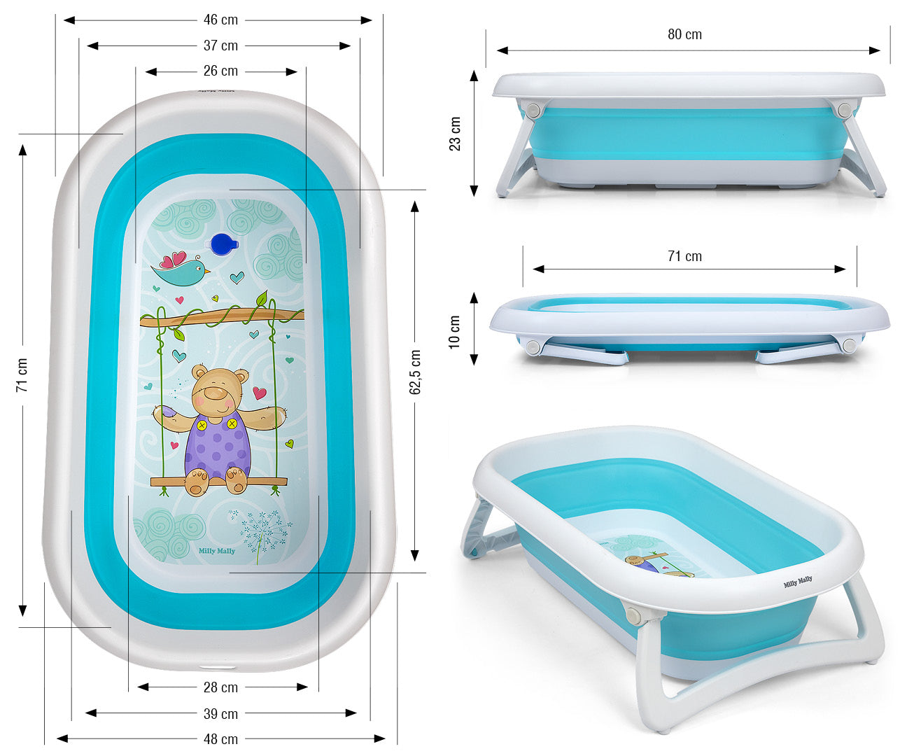 MILLY MALLY - Wanienka składana Aqua