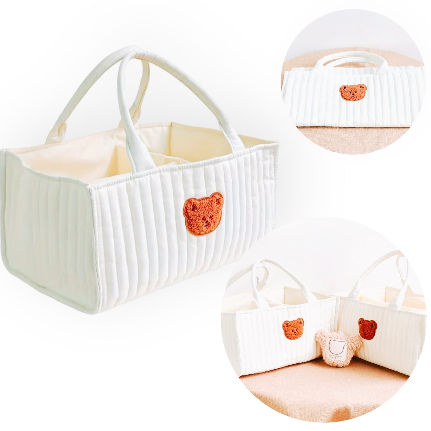 Organizer na pieluchy i akcesoria - z misiem - (37,5 × 25 × 18 cm)
