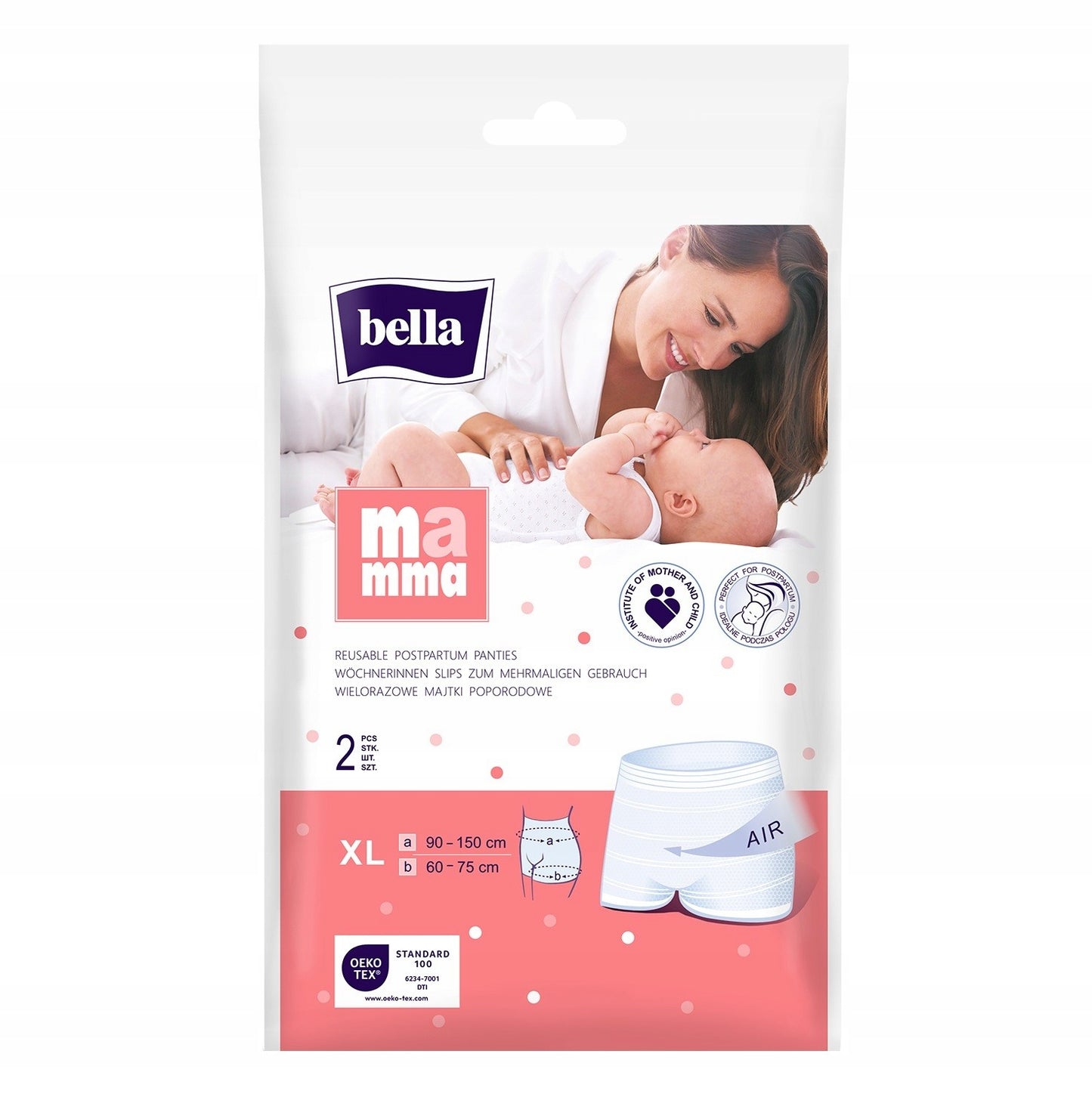BELLA MAMMA BE-092-ML02G01(XL02-G01) - Wielorazowe majtki siatkowe - (2 szt.)