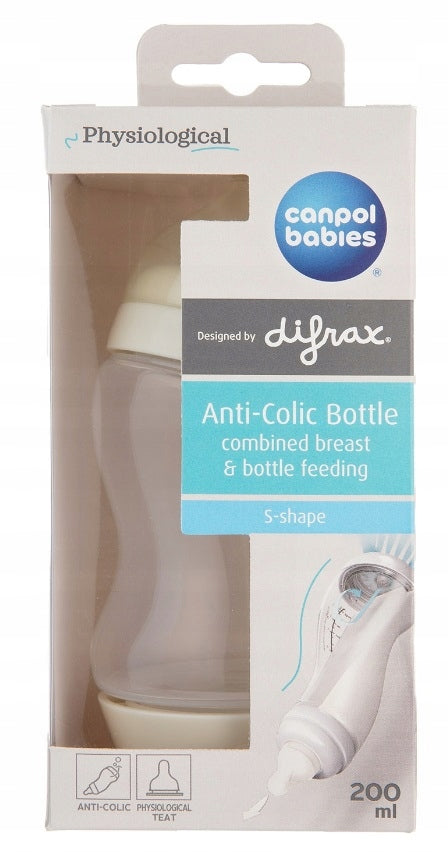 CANPOL24/201 -  BUTELKA antykolkowa - (S-Shape) - SZEROKA PP - (200 ml) - 0m+