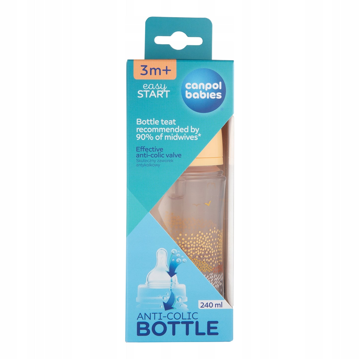 CANPOL 35/242(3) - BUTELKA antykolkowa - EasyStart MOUNTAINS BEIGE - (120ml / 240ml)
