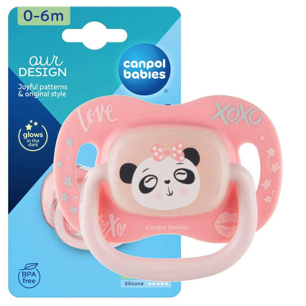 CANPOL 34/920 - Smoczek silikonowy - SYMETRYCZNY - (0-6m) - Panda