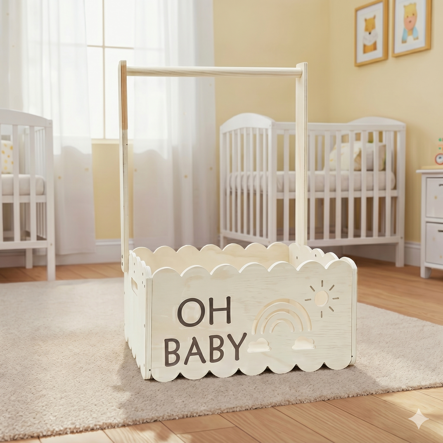 Drewniany ORGANIZER dziecięcy - OH BABY - z drążkiem