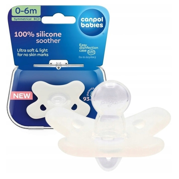 CANPOL 24/001  SMOCZEK silikonowy - SYMETRYCZNY USPAKAJAJĄCY -(0-6 m) - biały