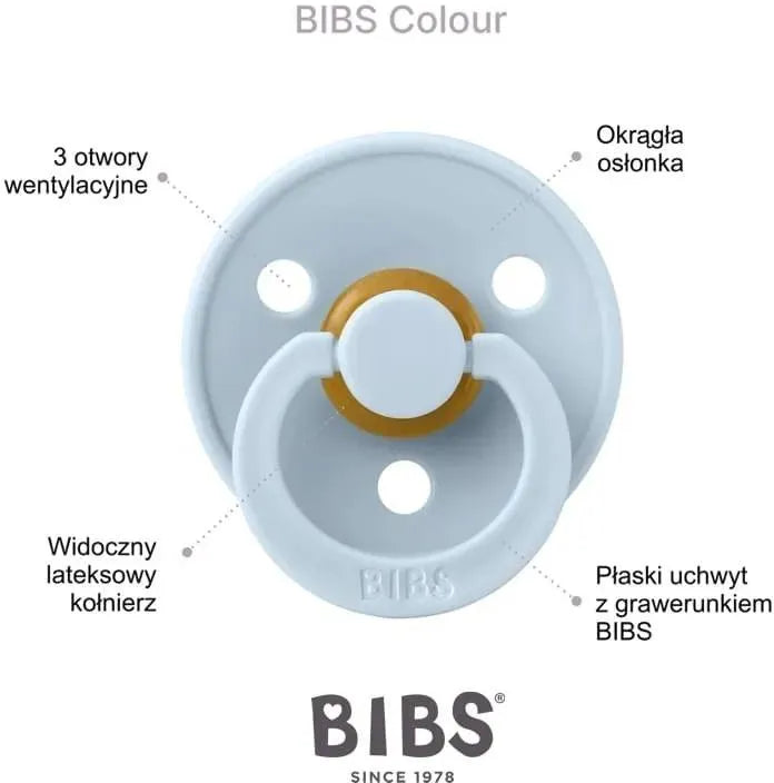 BIBS (1001000231) - Smoczek anatomiczny - (kauczuk) - (0+) - BABY BLUE - 1 szt