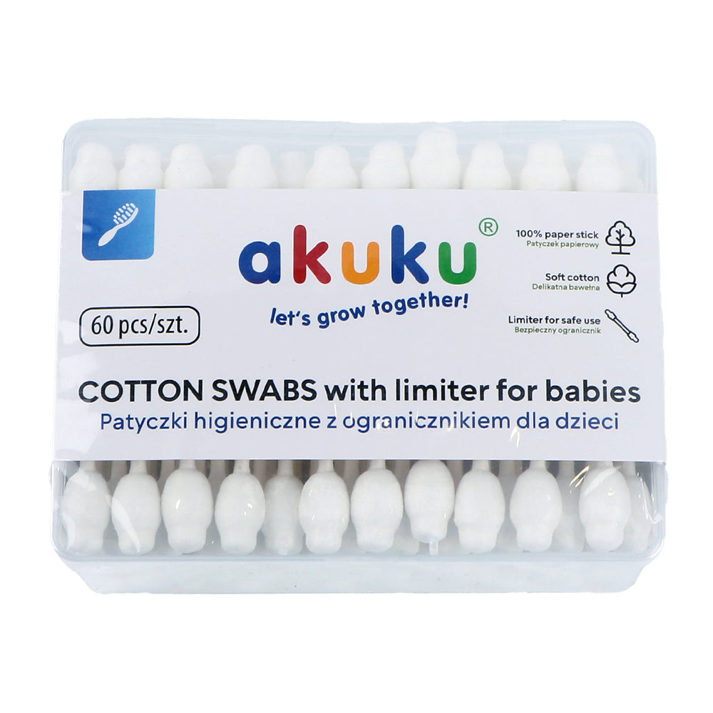 AKUKU A0710 - Bezpieczne PATYCZKI do uszu dla niemowląt - (60 szt.)