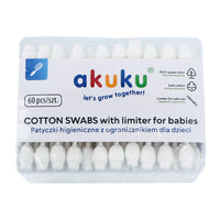 AKUKU A0710 - Bezpieczne PATYCZKI do uszu dla niemowląt - (60 szt.)