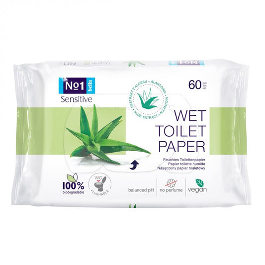Bella No1 Sensitive - NAWILŻANY PAPIER TOALETOWY z aloesem – 60 szt.