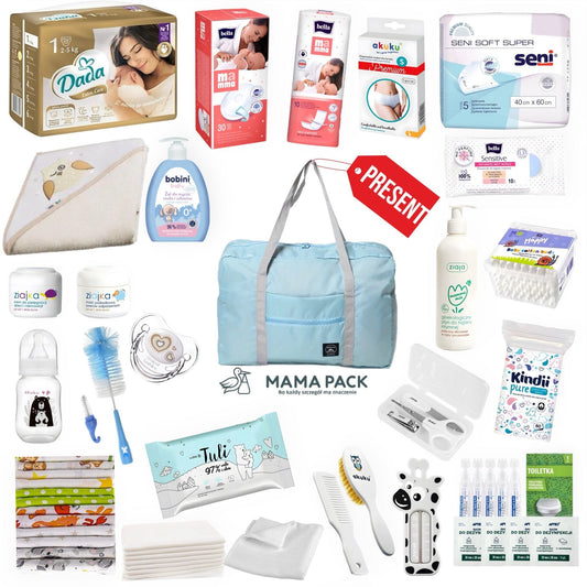 Wyprawka TORBA dla noworodka i mamy do szpitala – DUŻY ZESTAW + GRATIS-N