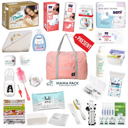 Wyprawka TORBA dla noworodka i mamy do szpitala – DUŻY ZESTAW + GRATIS-R
